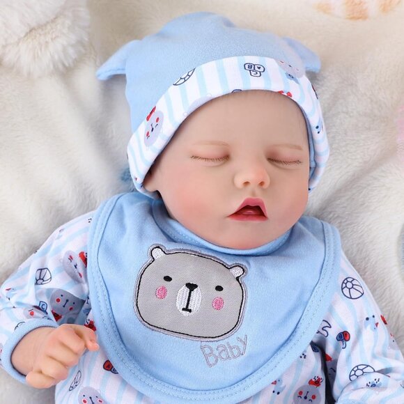 17inch Vinyl Silicone Body Newborn Baby Doll Sleeping Doll with Feeding Kit - Picture 5 of 7